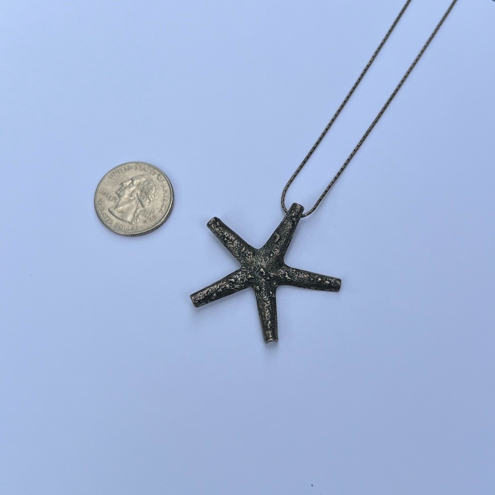 Sterling silver lifelike texture starfish necklace on sterling chain